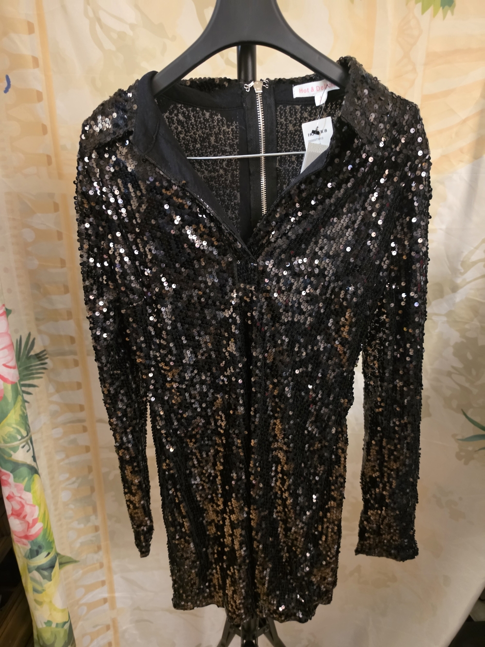 Hot & Delicious Black Sequin Long Sleeve Mini Dress